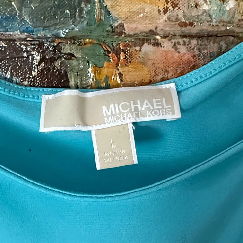 Michael Kors Turquoise Cold-Shoulder Tank Top